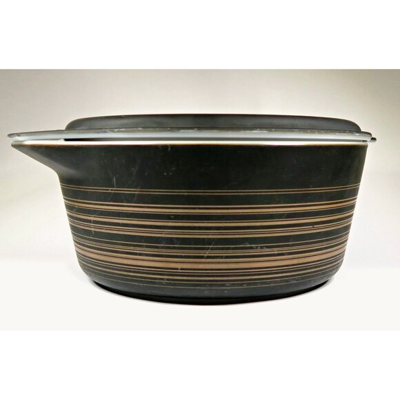 Pyrex 475-B Terra 2.5 Qt Casserole w/ Lid Matte Rings 1960s Vintage - Picture 3 of 8